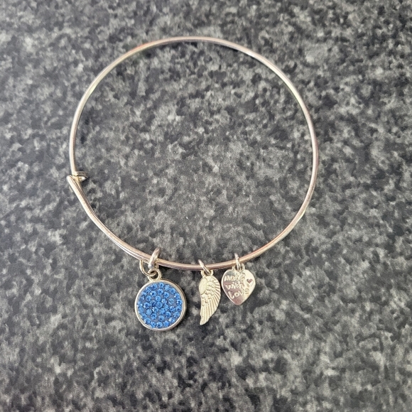 Silver Charm Bracelet with Blue and Silver Accents - Picture 1 of 3